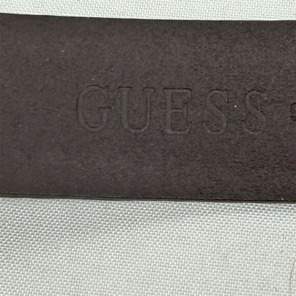 GUESS Woman's Brown Leather Belt w/ Turquoise Buckle Size Large Western Vintage - Picture 9 of 16